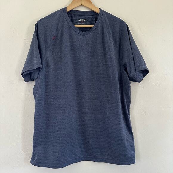 RHONE Other - Rhone V Neck Short Sleeve Athletic Shirt Blue Men’s Size Large Stripes Fitness